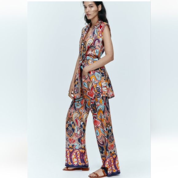 Zara belted bohemian print vest - Picture 2 of 5